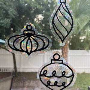 Ornament set suncatcher cling for windows, cute rainbow maker, rainbow window sticker, winter decal, Christmas window decal, holiday decor