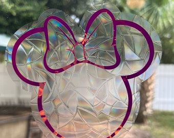 Minnie suncatcher cling for windows, cute rainbow maker, rainbow window sticker, disney decal, Minnie Mouse window decal