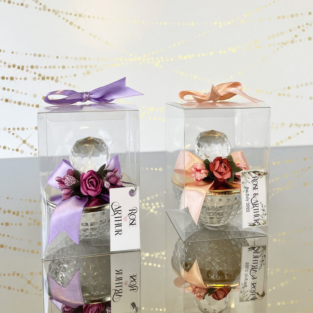 Crystal Lid Wedding Candle Favors, Personalized Elegant Gift - Etsy
