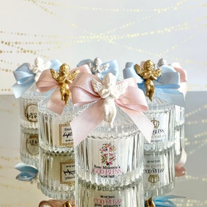Lembrancinhas personalizadas de anjo em vela de vidro para batismo para convidados, lembrança de primeira comunhão, lembranças batismais para bebês meninas e meninos