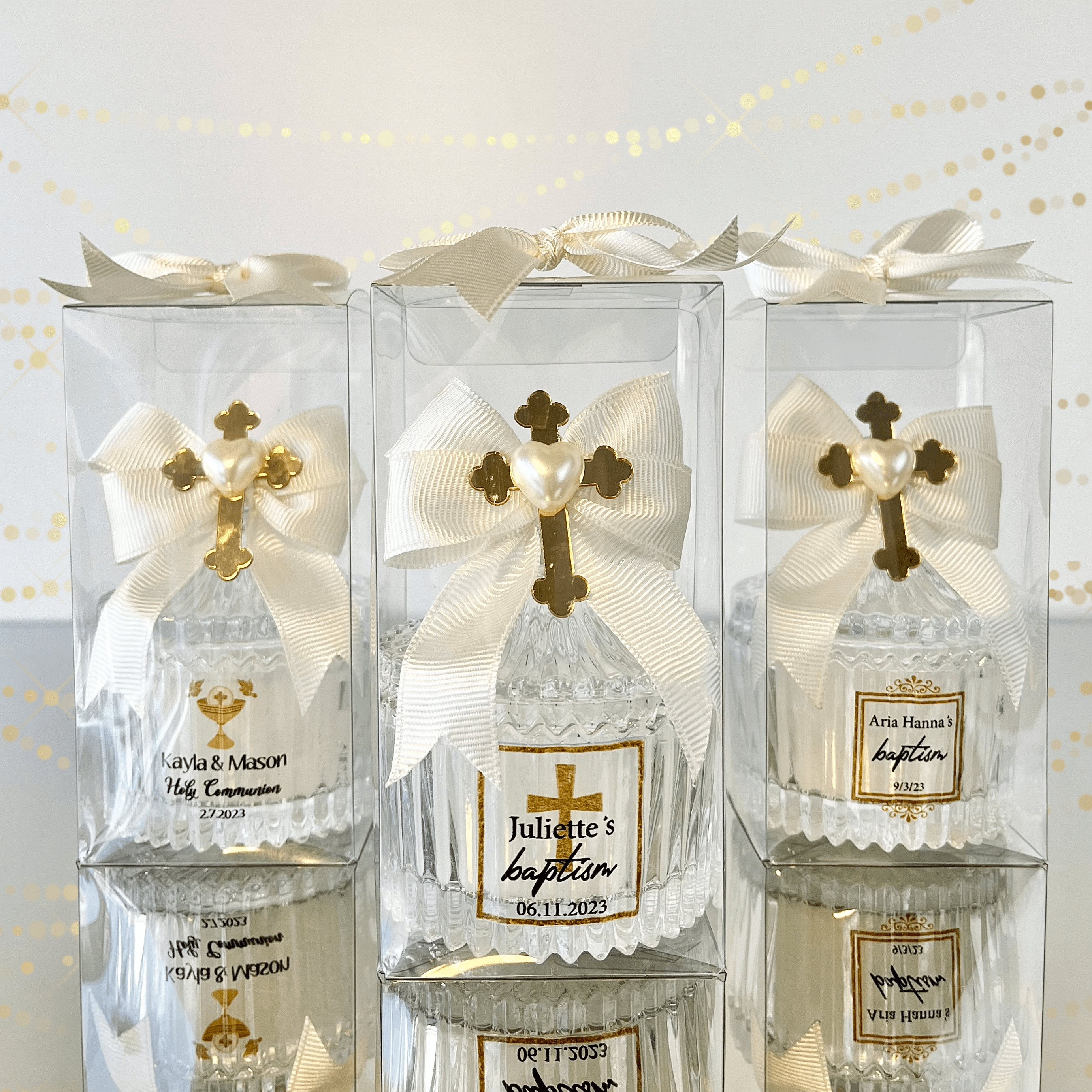 Luxury Personalized Baptism Favors for Guests, Christening Candle Bulk