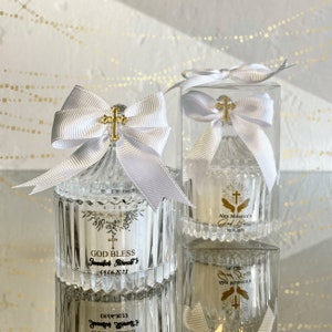 Cruz dourada de luxo em velas de vidro, lembrancinhas de batismo, lembrancinhas de vela de primeira comunhão para convidados, batismo personalizado, presente de agradecimento para convidados