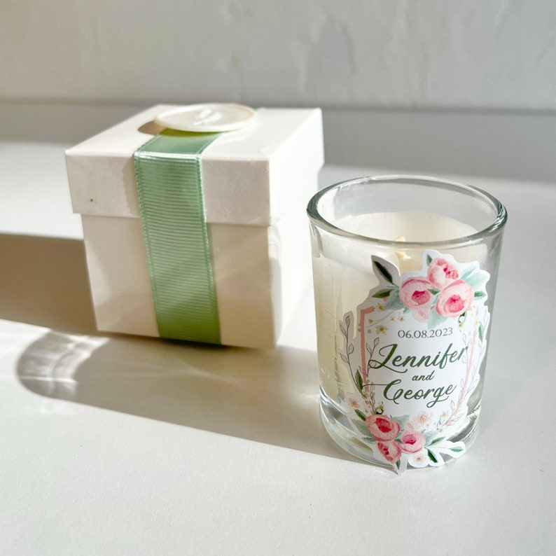 Elegant Personalized Shot Glass Candle Favors with Box, Luxury Wedding Party Thank You Bulk Favors for Guests, Wedding Souvenirs Party Gift Green