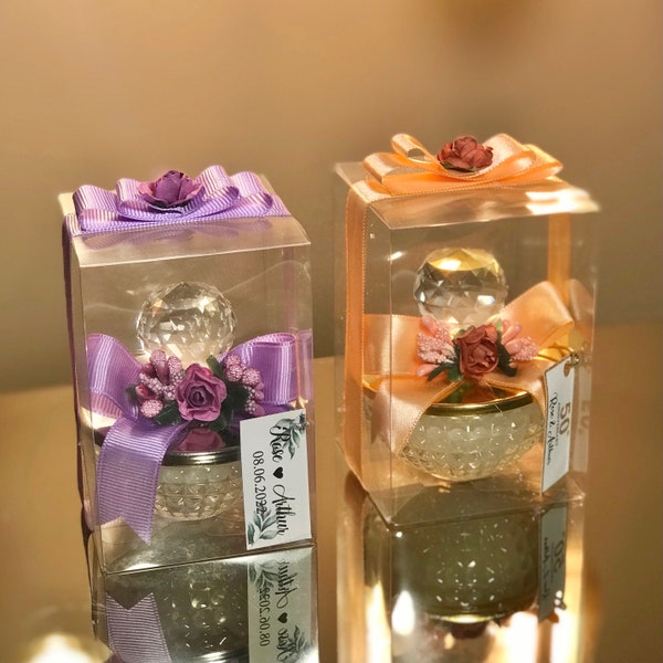 Personalized Glass Candle Wedding Favors: Elegant Party Thank You Gift