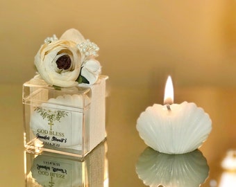 Personalized Oyster Candle Favors: Baptism, Communion, Christening
