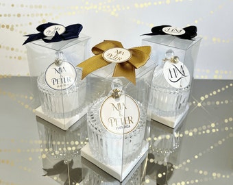Personalisierte Hochzeit Gunst Kerze: Glas, Band-Detail