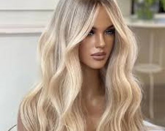 Ash Blonde Highlight Human Hair Wig- Customized