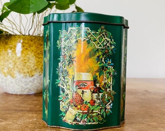 Vintage Green Avon 1982 Christmas Tin Canister