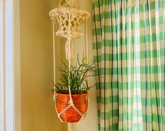 Large Vintage Macrame Plant Hanger, Boho Style, 54" Length