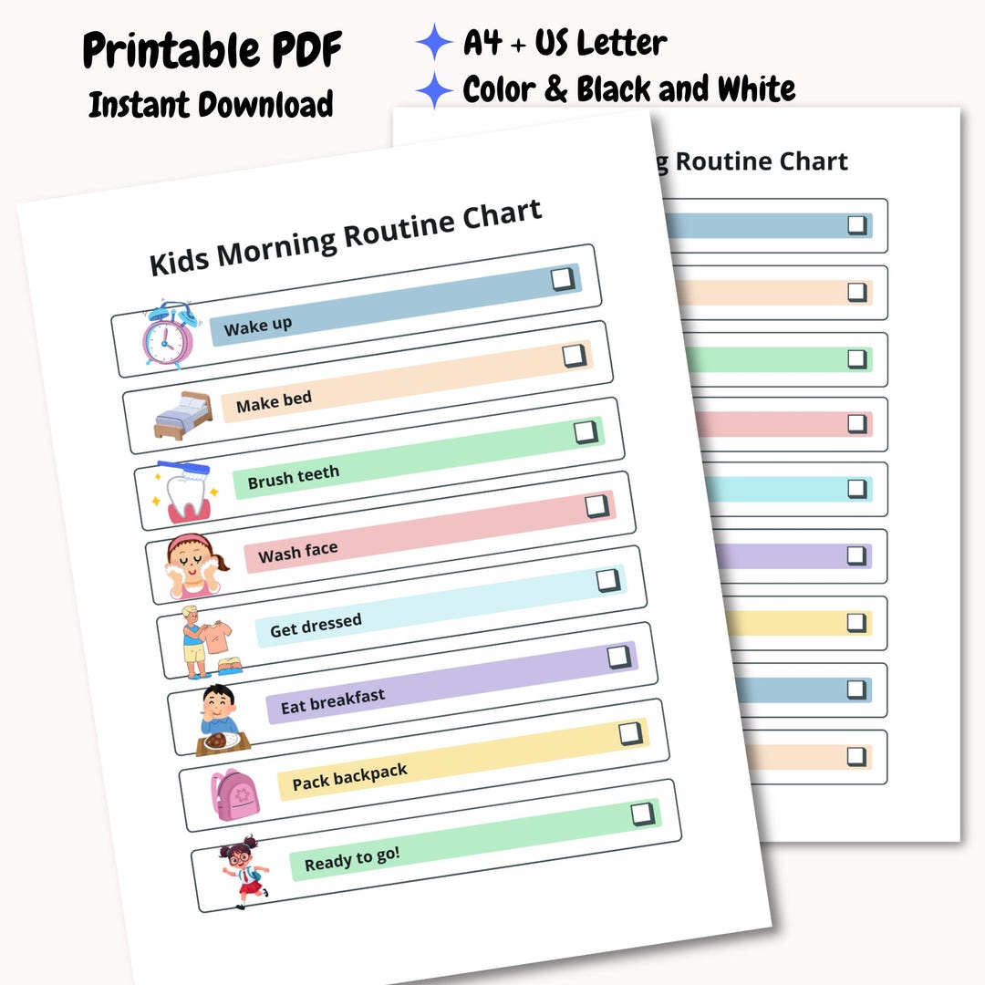 Morning Routine For Children Kids Morning Routine Chart Printable, Toddler Daily Rhythm, Morning ...
