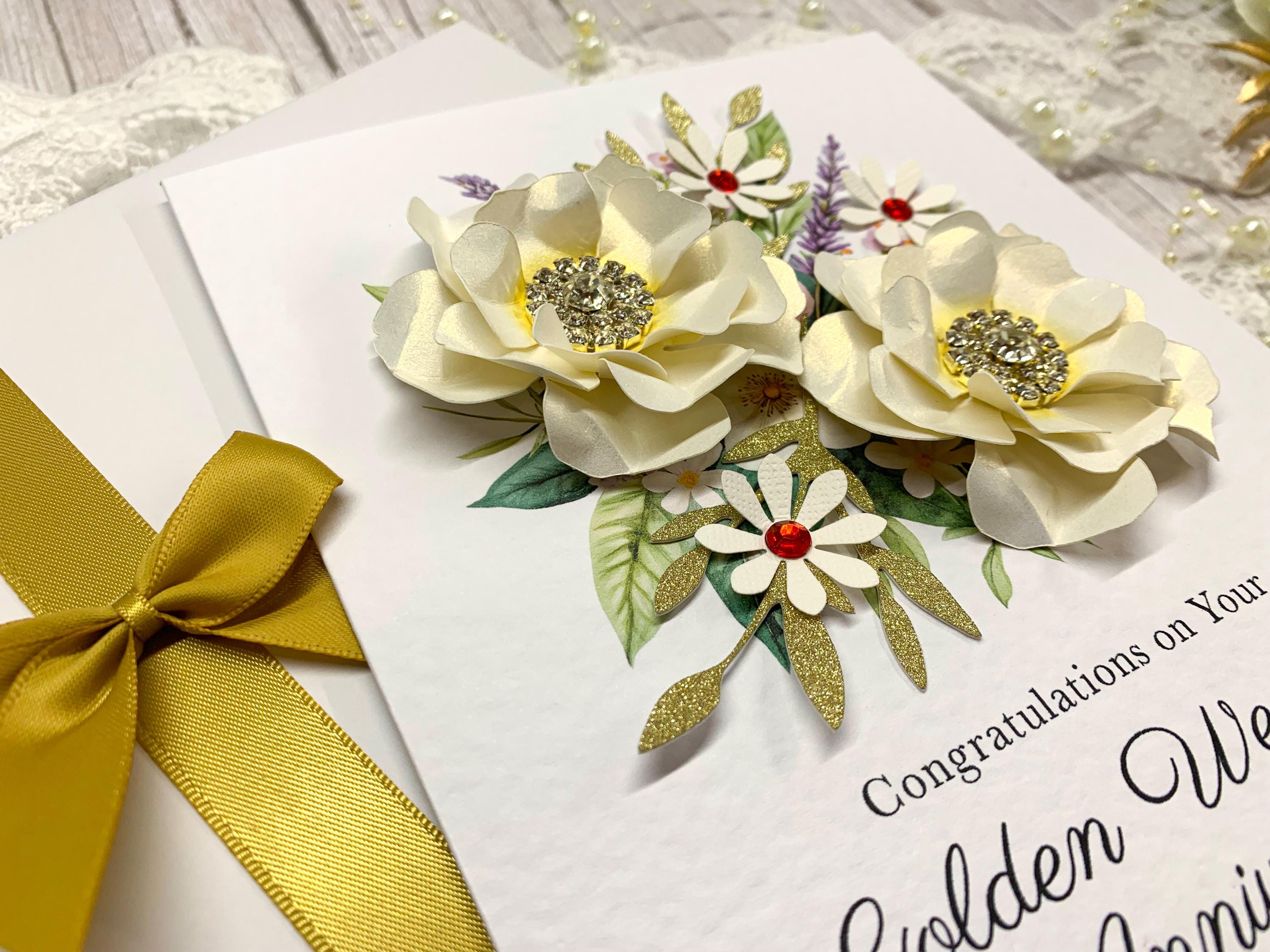 Golden Wedding Anniversary Card 50th | Personalised Handmade Luxury ...