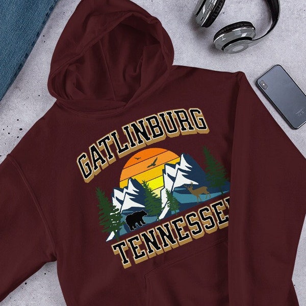 Gatlinburg Tennessee Smoky Mountains Unisex Hoodie for Snowboarding and Winter Wear., Gift for Men and Women and children