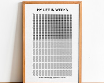 My Life in Weeks Calendar • Whole life calendar • Life chart poster • Minimalist wall art • Aesthetic interior decor • Weird Birthday gift