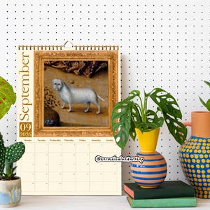 Calendario de pared 2026 de perros renacentistas raros • Arte de perros medievales feos • Calendario estético peculiar, extraño y divertido • Regalo para amantes del arte • Calendario moderno imagen 2