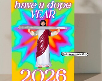 US & CA Have a dope year Calendar 2026 • Funny Weird Ugly Hippie Indie Aesthetic Joint Spliff wall calendar • Weed Lover gift • Stoner gift