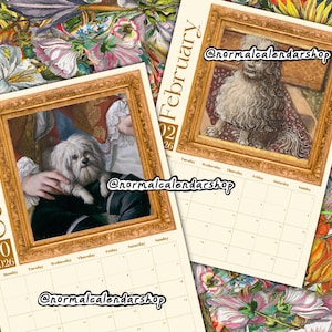 Calendario de pared 2026 de perros renacentistas raros • Arte de perros medievales feos • Calendario estético peculiar, extraño y divertido • Regalo para amantes del arte • Calendario moderno imagen 5