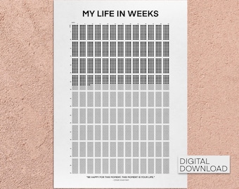 Printable Life in weeks calendar • Existential Minimalist Calendar poster • Aesthetic wall art room decor • Life chart • Weird Birthday gift