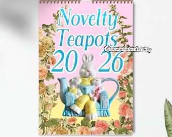 US & CA Novelty Teapots 2026 Calendar • Cottagecore Goblincore Fairycore Kitsch Aesthetic • Tea lover Christmas gift • Weird Ugly Calendar •