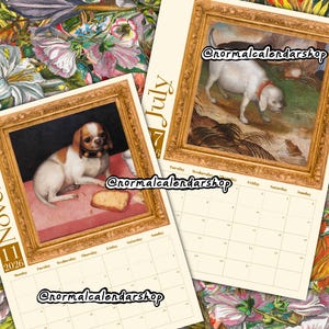 Calendario de pared 2026 de perros renacentistas raros • Arte de perros medievales feos • Calendario estético peculiar, extraño y divertido • Regalo para amantes del arte • Calendario moderno imagen 4