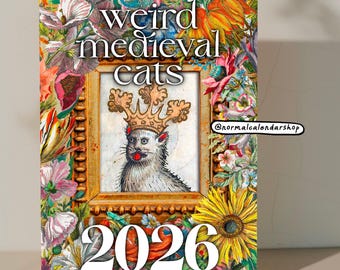 US & CA Funny Medieval Cats 2026 Wall Calendar • Weird Medieval Cats • Ugly Renaissance Art • Cat Lover gift Christmas 2026 Stylish calendar