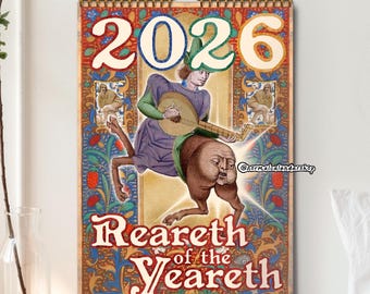 US & CA Reareth of the Yeareth 2026 • Ugly Medieval Bum Calendar 2026 • Weird Medieval Butts Calendar • Funny Christmas Gift •