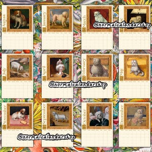 Calendario de pared 2026 de perros renacentistas raros • Arte de perros medievales feos • Calendario estético peculiar, extraño y divertido • Regalo para amantes del arte • Calendario moderno imagen 6
