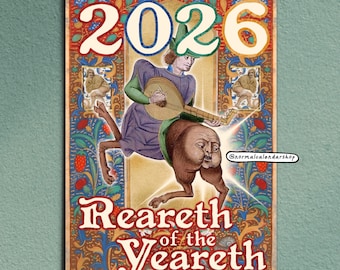 Reareth of the Yeareth 2026 • Funny Medieval butts Calendar 2026 • Ugly Medieval Bums Calendar 2026 • Weird Christmas gift 2026 •