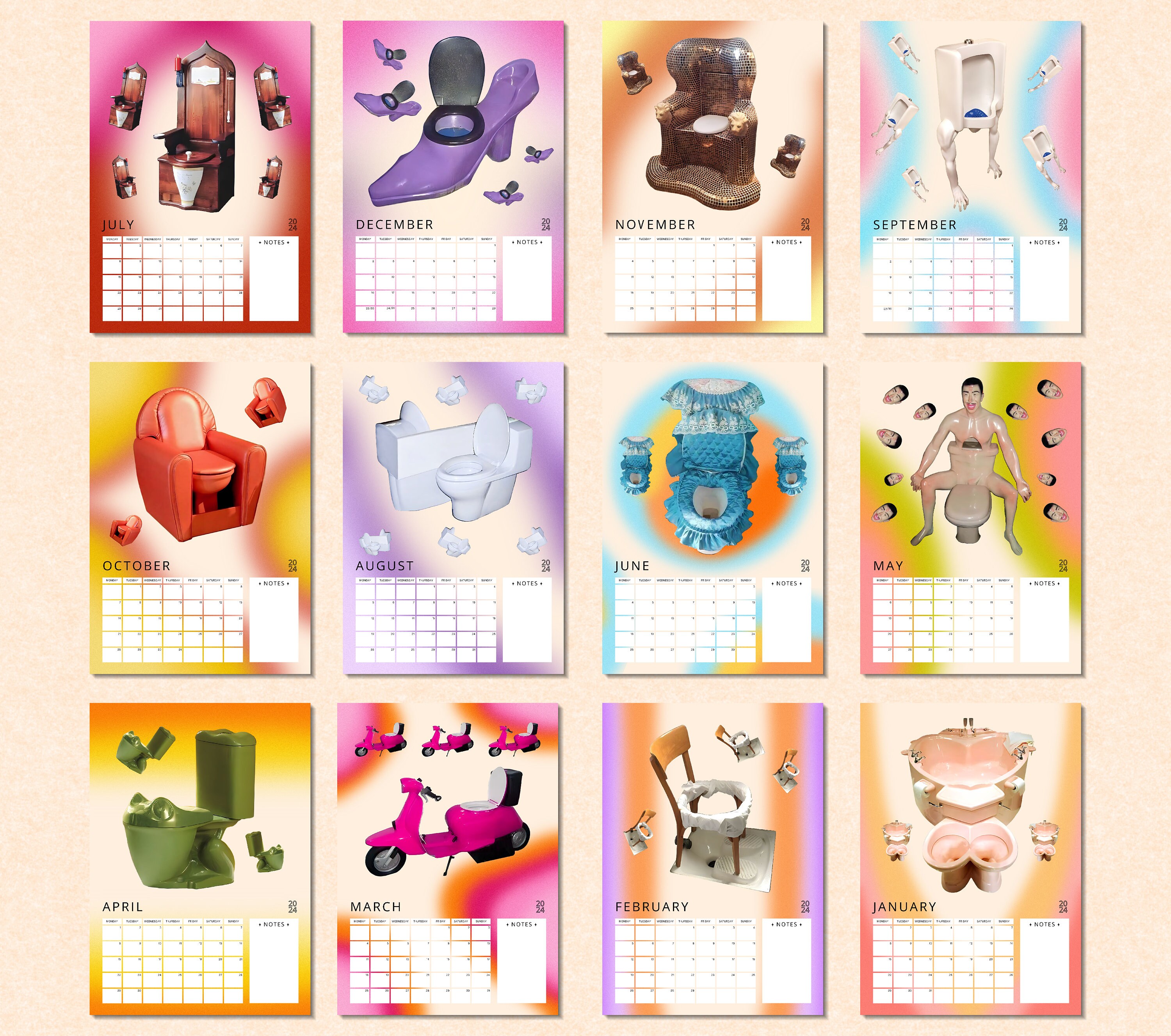 Weird Toilets 2024 Calendar Toilets With Threatening Auras Funny