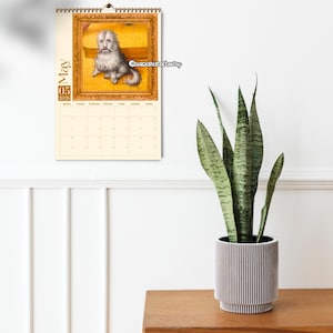 Calendario de pared 2026 de perros renacentistas raros • Arte de perros medievales feos • Calendario estético peculiar, extraño y divertido • Regalo para amantes del arte • Calendario moderno imagen 3