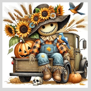 22 Halloween Vogelscheuchen PNG | Digitaler Download | Herbst-Ernte-Dekor | Halloween Party Einladungen | Sublimationsdesigns