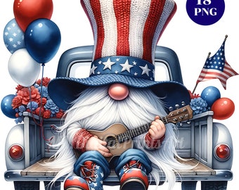 18 Patriotic Gnomes PNG Bundle | 4th of July Gnome PNG | American Flag Gnome Digital Download | Independence Day Graphics | Craft & Decor
