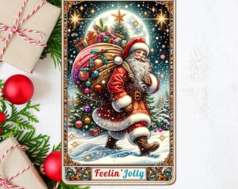 太っちょサンタのタロットカード（SVG PNG）、面白いクリスマス昇華