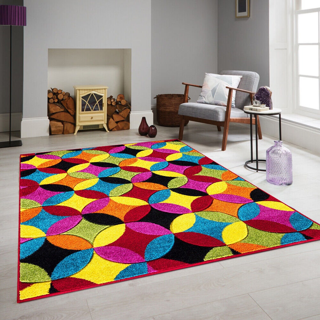 Rug Large Area Rug Hallway Runner Geometric Multi Coloured Rugs Floor Mat Door Mats Hand Etsy UK