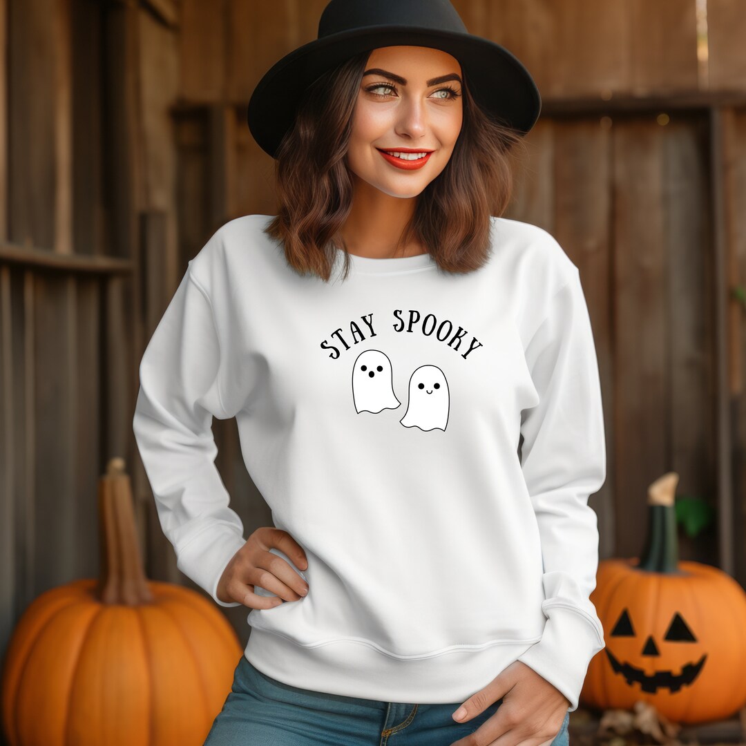 Stay Spooky Halloween Sweater, Cute Ghost Halloween Pullover, Spooky Sweatshirt, Womens