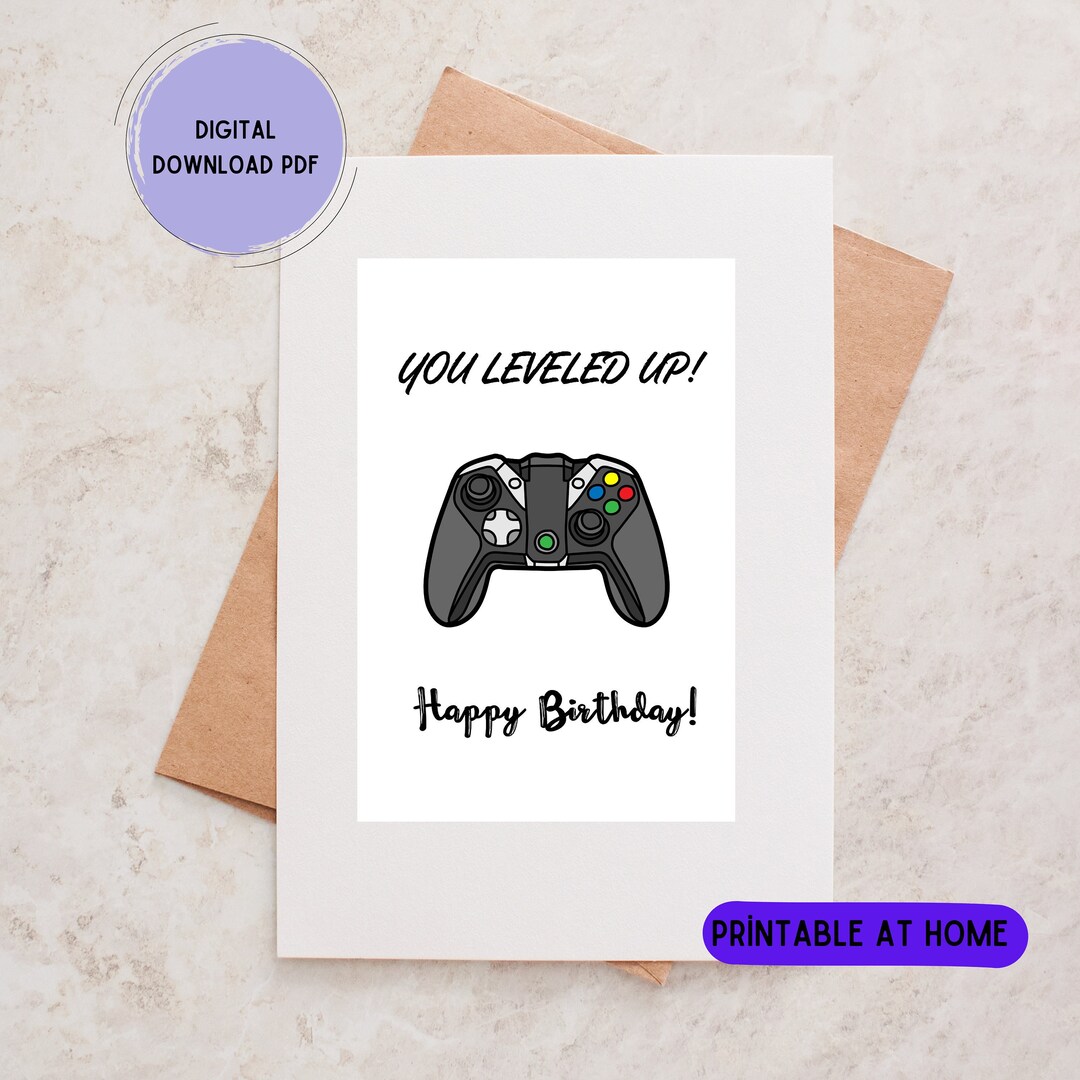 Printable You Leveled up Happy Birthday Card, Instant Download, Funny ...