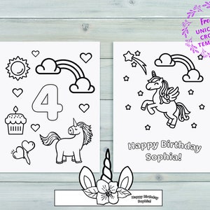 Personalized Unicorn Birthday Coloring Pages | Bonus Unicorn Crown