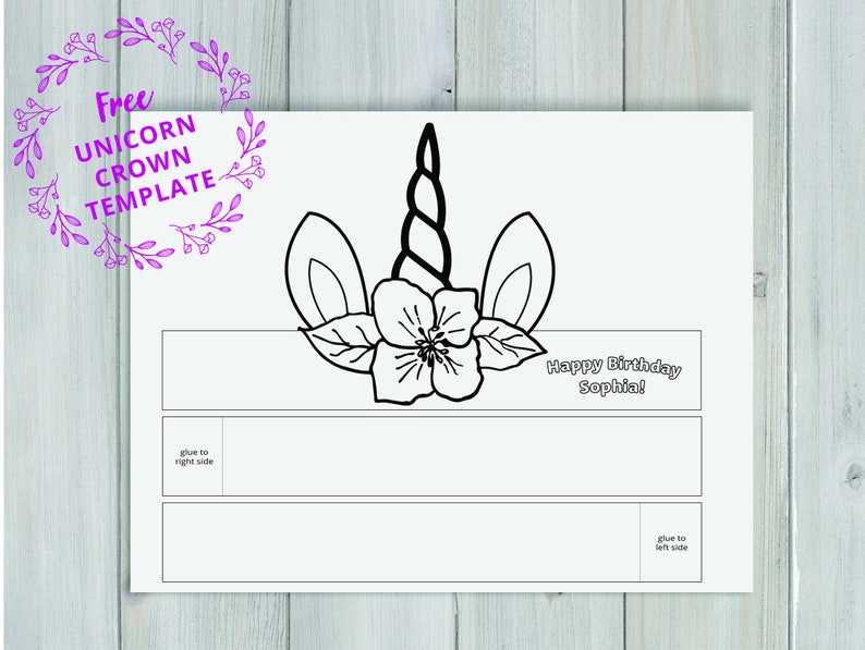 Personalized Unicorn Birthday Coloring Pages Bonus Unicorn Crown - Etsy