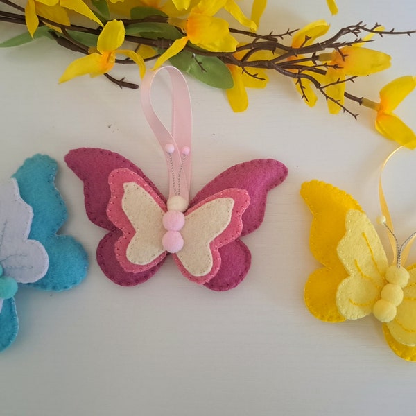 Colorful Felt Butterfly, Spring Easter Ornament For Kids Room, Nursery Hanging Butterfly Decoration Gift for girl