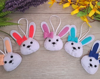 Handmade White Bunny, Hanging ornaments, Felt Home Decor, Hanging Bunny Gift, White Rabbit craft, Seasonal Decoration