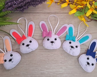 Handmade Felt Bunny Ornament: Easter Decor, Hanging Gift