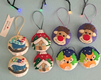 Round Ornaments. Gifts Decoration|Handmade craft|Holiday Decor. Artisant Felt Ornament|