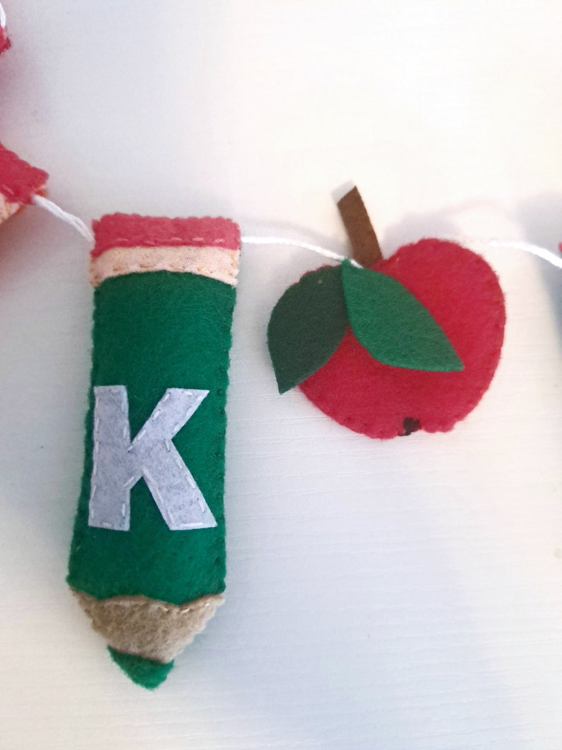 Arosche Back To School Decorations 7.5 Ft Felt Pompom Banner Cute 3D Pencil Apples Felt Ball Pre-Assembled Hanging Banner Welcome Back To School Garland For Classroom, Mantle, Wall, Party Supplies