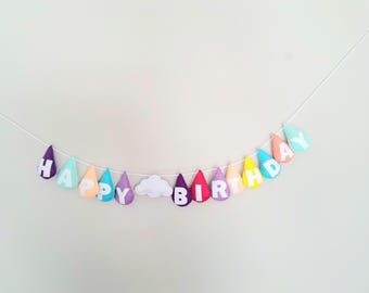 Handcrafted Happy Birthday Felt Banner: Party Garland, 43" Long
