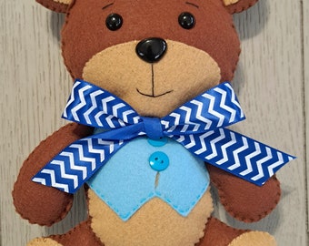 Plush brown Teddy Bear, Teddy doll, Felt forest animal, Woodland  felt toy, Amazing Gift for Baby child.