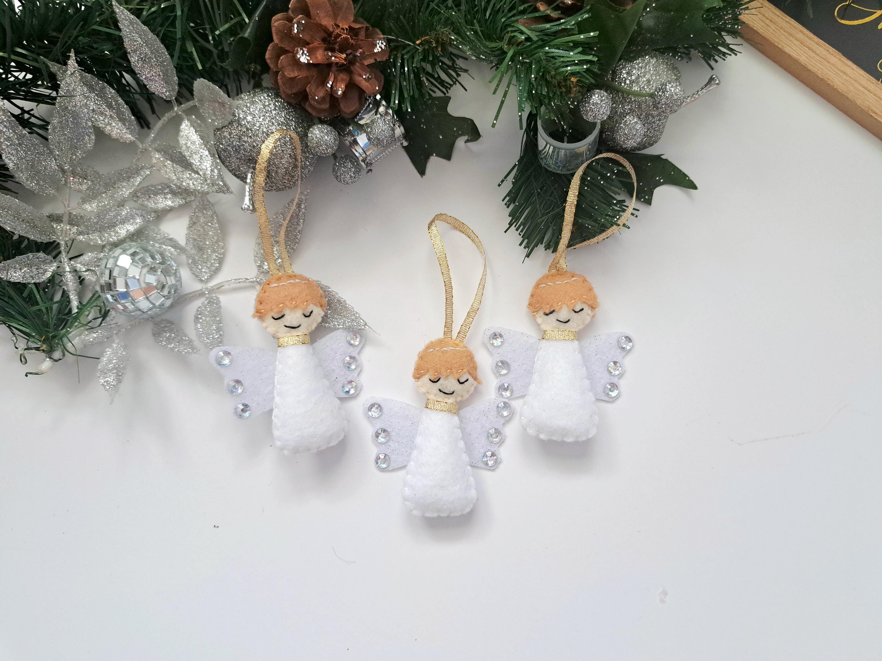 Felt Christmas Angel Ornament - Christmas Tree Decor -  White Felt Ornament - Winter decoration