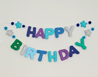 Bright Felt Birthday Garland | Colorful Felt Banner | Happy Birthday Garland | Birthday Party Decor | Happy Birthday Felt Letters