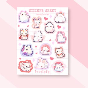 Vinyl Matte Mixed Kawaii Sticker Sheet,journaling stickers für deinen planner,Cute Sticker,Aufkleber,Stickers planner,tier stickers,stickers