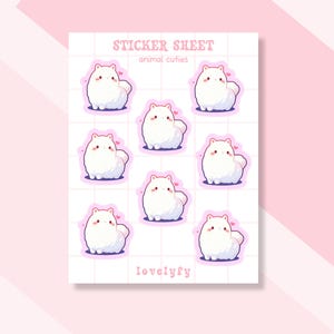 Vinyl Matte Kawaii Sticker Sheet, journaling stickers für deinen planner, Cute Sticker, Aufkleber, Stickers planner, tier stickers, stickers
