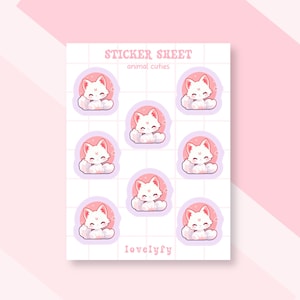 Vinyl Matte Kawaii Sticker Sheet, journaling stickers für deinen planner, Cute Sticker, Aufkleber, Stickers planner, tier stickers, stickers