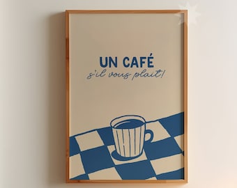 French Cafe Print | Retro Coffee Poster, Kitchen Wall Art (Digital Download)